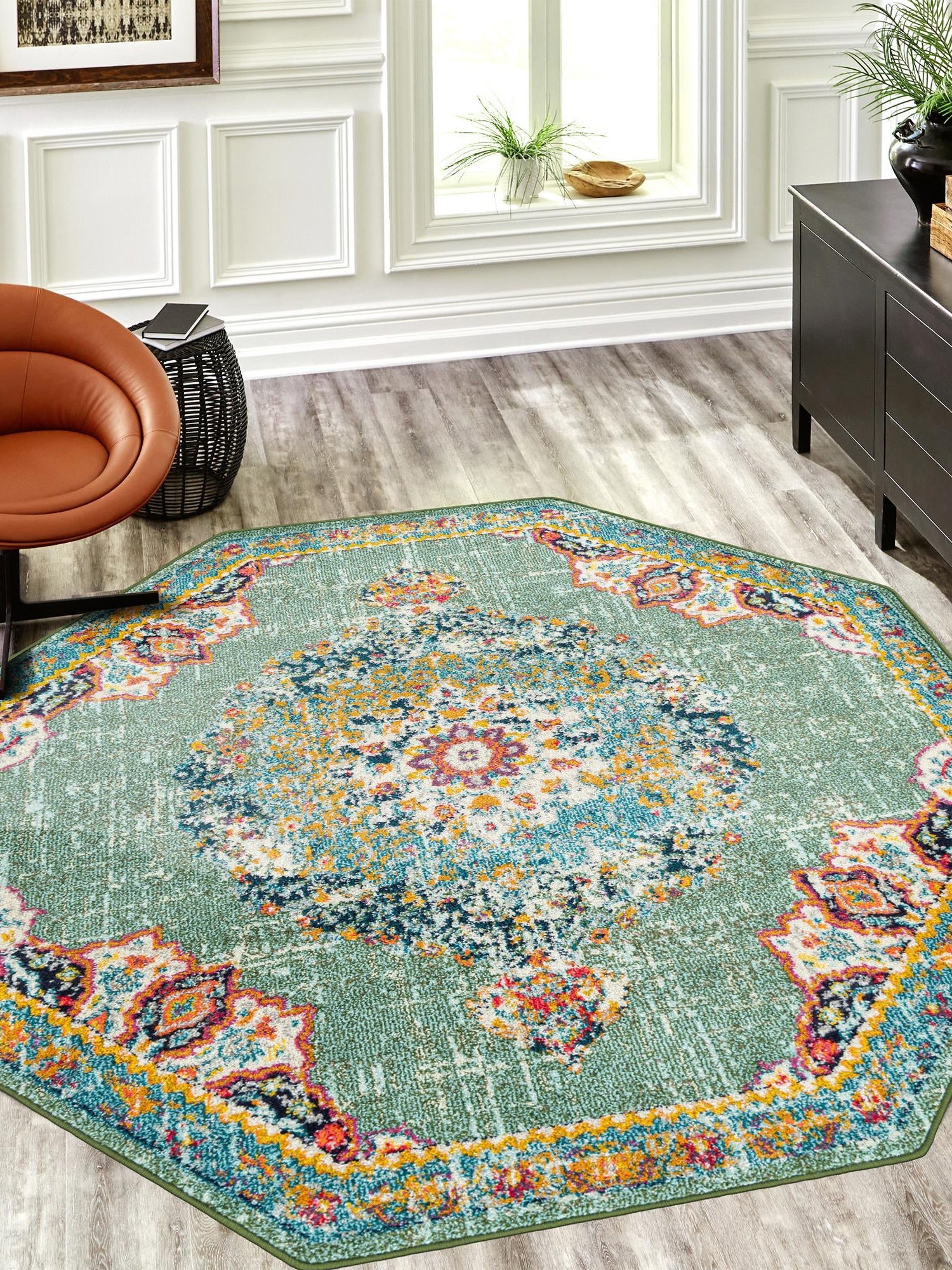 Green 6' 1 x 6' 1 Penrose Octagon Area Rug