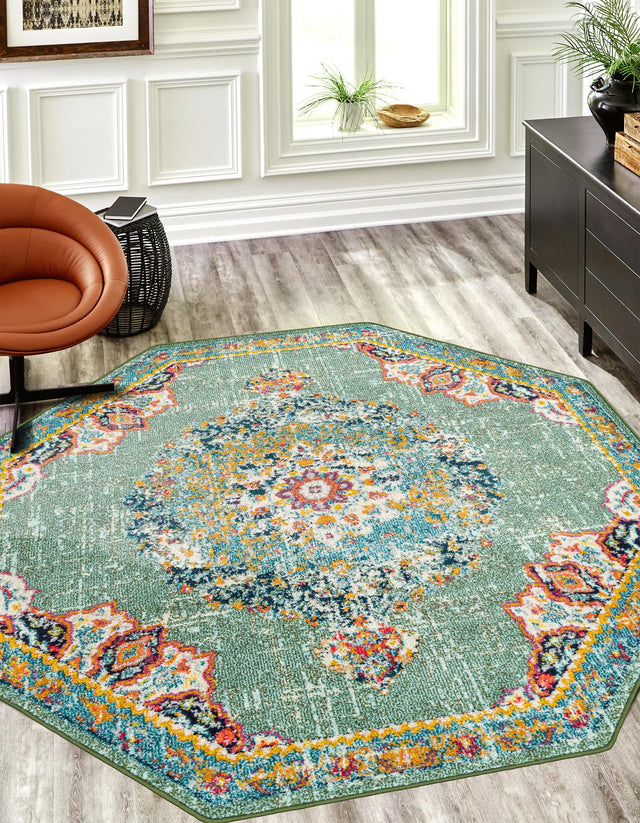 Green 6' 1 x 6' 1 Penrose Octagon Area Rug