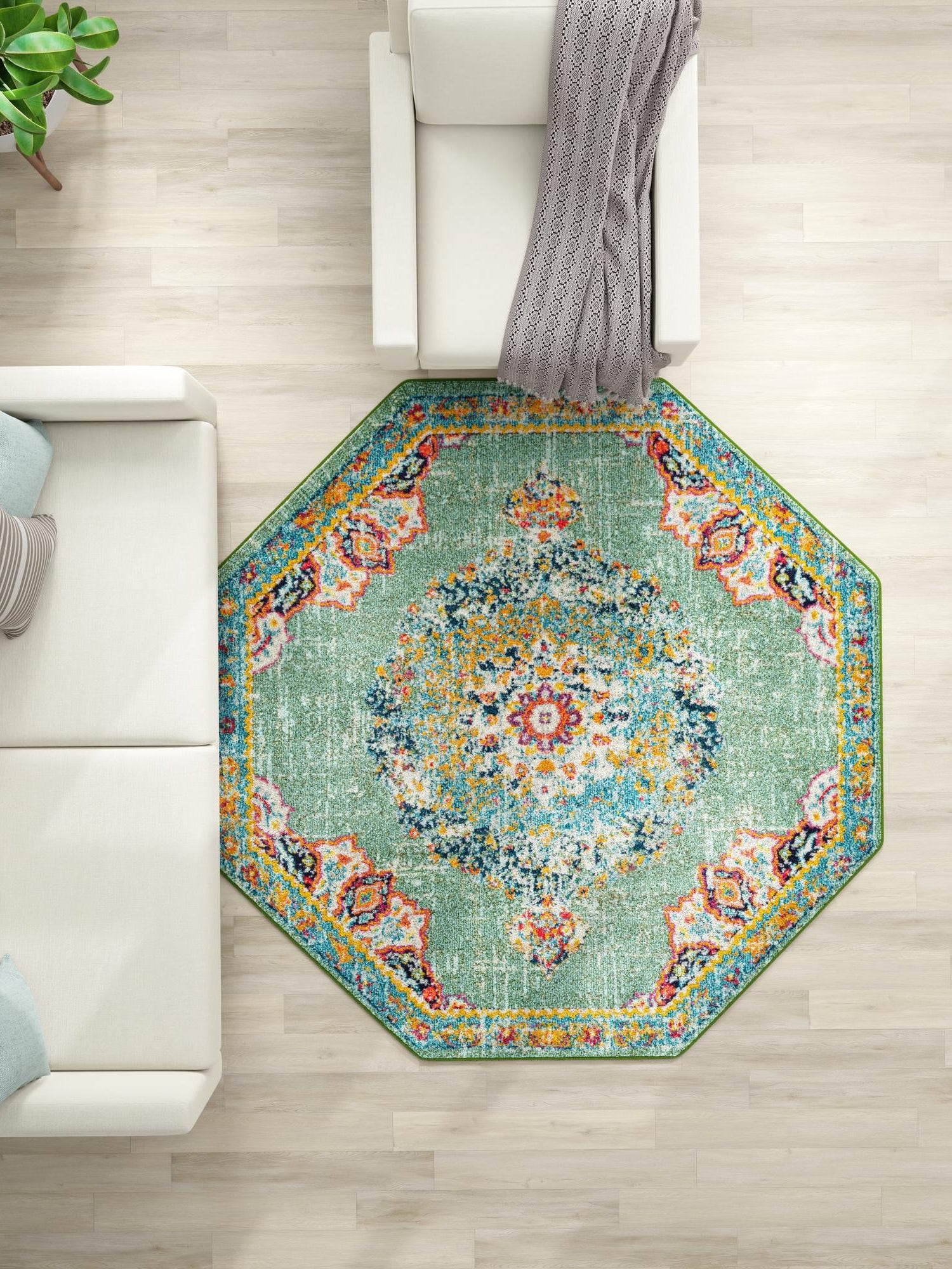 Green 6' 1 x 6' 1 Penrose Octagon Area Rug