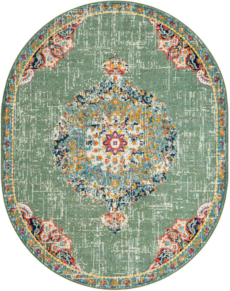 Green 7' 10 x 10' Penrose Oval Area Rug