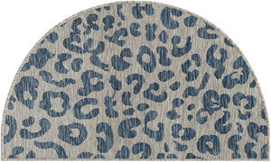 Blue 2' 2 x 3' 7 Outdoor Safari Hearth Half-Round Semicircle Area Rug Weather Resistant for Patio, Deck, Terrace, Balcony, Porch Animal Print Wildlife Nature Carpet for Sale at Rug Engine