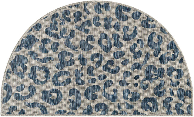 Blue 2' 2 x 3' 7 Outdoor Safari Hearth Half-Round Semicircle Area Rug Weather Resistant for Patio, Deck, Terrace, Balcony, Porch Animal Print Wildlife Nature Carpet for Sale at Rug Engine