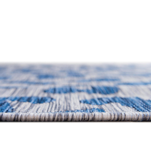 Blue 2' 7 x 4' 1 Outdoor Safari Hearth Half-Round Semicircle Area Rug Weather Resistant for Patio, Deck, Terrace, Balcony, Porch Animal Print Wildlife Nature Carpet for Sale at Rug Engine
