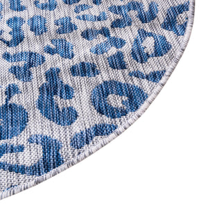Blue 2' 7 x 4' 1 Outdoor Safari Hearth Half-Round Semicircle Area Rug Weather Resistant for Patio, Deck, Terrace, Balcony, Porch Animal Print Wildlife Nature Carpet for Sale at Rug Engine