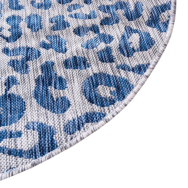 Blue 2' 7 x 4' 1 Outdoor Safari Hearth Half-Round Semicircle Area Rug Weather Resistant for Patio, Deck, Terrace, Balcony, Porch Animal Print Wildlife Nature Carpet for Sale at Rug Engine