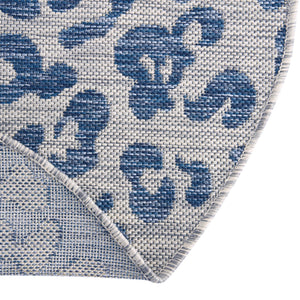 Blue 2' 7 x 4' 1 Outdoor Safari Hearth Half-Round Semicircle Area Rug Weather Resistant for Patio, Deck, Terrace, Balcony, Porch Animal Print Wildlife Nature Carpet for Sale at Rug Engine
