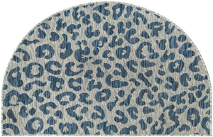 Blue 2' 7 x 4' 1 Outdoor Safari Hearth Half-Round Semicircle Area Rug Weather Resistant for Patio, Deck, Terrace, Balcony, Porch Animal Print Wildlife Nature Carpet for Sale at Rug Engine