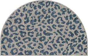 Blue 3' 1 x 6' 1 Outdoor Safari Hearth Half-Round Semicircle Area Rug Weather Resistant for Patio, Deck, Terrace, Balcony, Porch Animal Print Wildlife Nature Carpet for Sale at Rug Engine