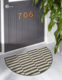 Charcoal 2' 2 x 3' 7 Outdoor Striped Hearth Half-Round Semicircle Area Rug Weather Resistant for Patio, Deck, Terrace, Balcony, Porch Geometric Pattern Waterproof Carpet for Sale at Rug Engine