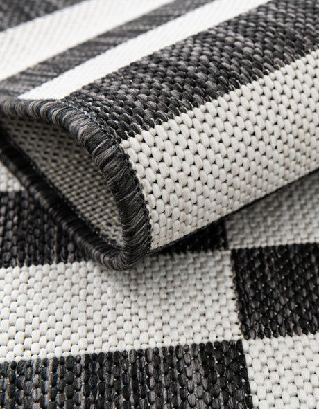 Charcoal 3' 1 x 6' 1 Outdoor Striped Hearth Half-Round Semicircle Area Rug Weather Resistant for Patio, Deck, Terrace, Balcony, Porch Geometric Pattern Waterproof Carpet for Sale at Rug Engine