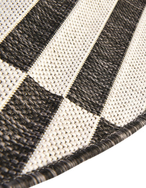 Charcoal 2' 7 x 4' 1 Outdoor Striped Hearth Half-Round Semicircle Area Rug Weather Resistant for Patio, Deck, Terrace, Balcony, Porch Geometric Pattern Waterproof Carpet for Sale at Rug Engine