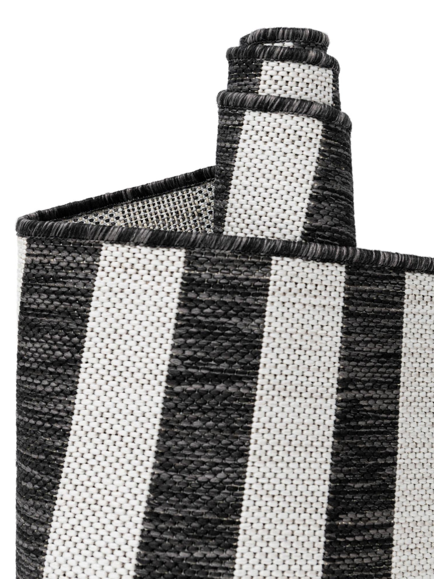 Charcoal 3' 1 x 6' 1 Outdoor Striped Hearth Area Rug Weather Resistant for Patio, Deck, Terrace, Balcony, Porch