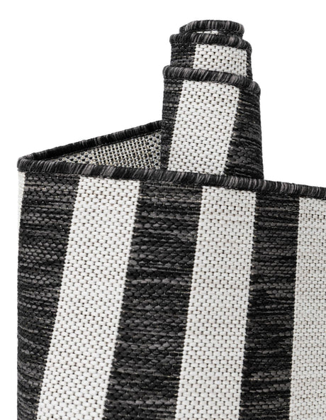 Charcoal 3' 1 x 6' 1 Outdoor Striped Hearth Half-Round Semicircle Area Rug Weather Resistant for Patio, Deck, Terrace, Balcony, Porch Geometric Pattern Waterproof Carpet for Sale at Rug Engine