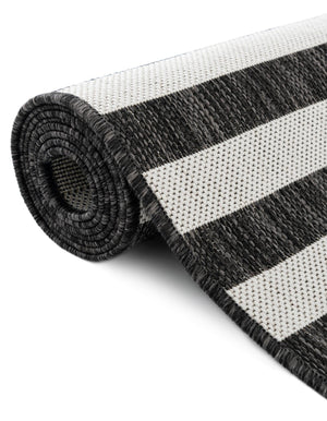Charcoal 2' 2 x 3' 7 Outdoor Striped Hearth Half-Round Semicircle Area Rug Weather Resistant for Patio, Deck, Terrace, Balcony, Porch Geometric Pattern Waterproof Carpet for Sale at Rug Engine
