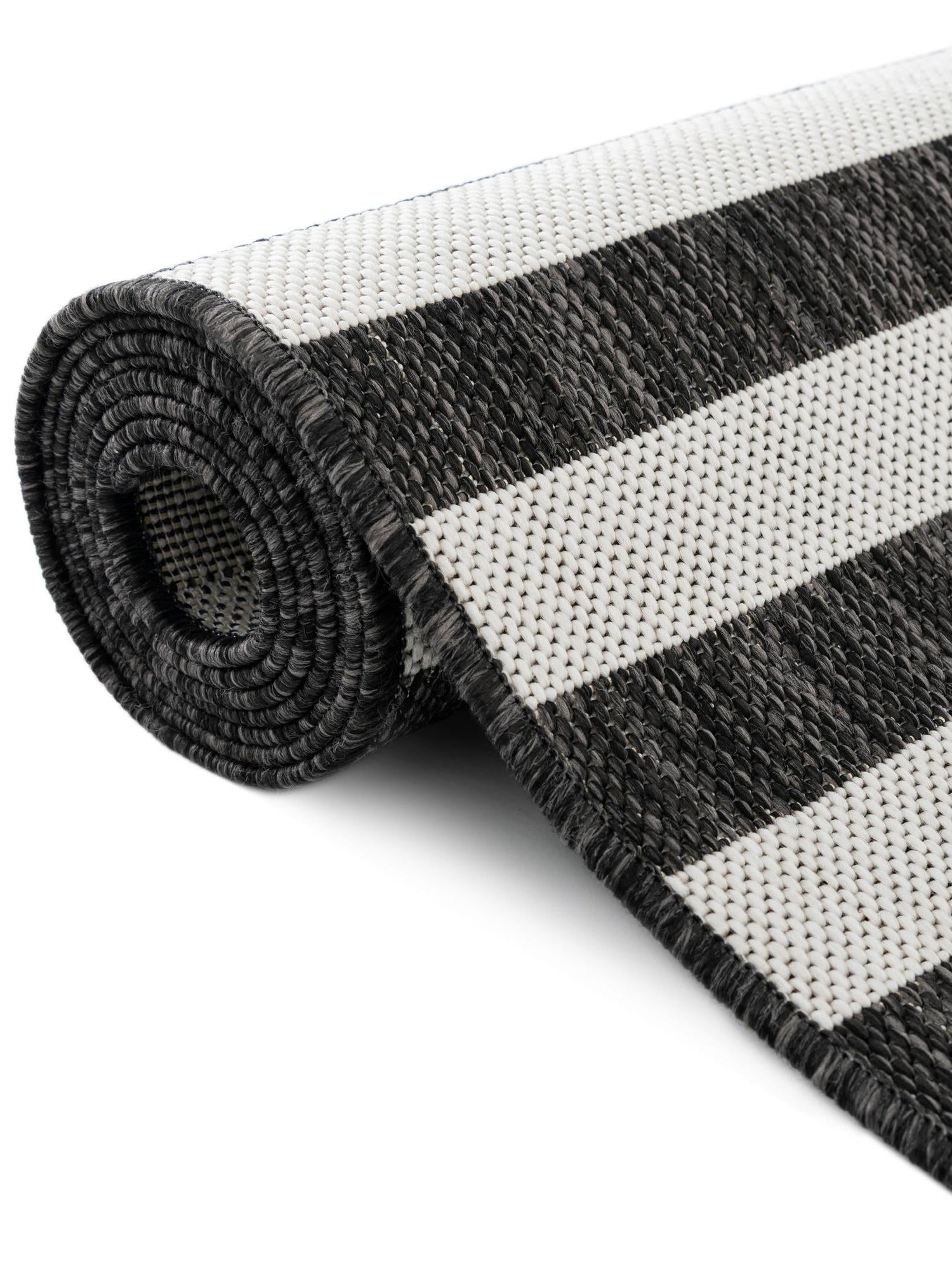Charcoal 3' 1 x 6' 1 Outdoor Striped Hearth Area Rug Weather Resistant for Patio, Deck, Terrace, Balcony, Porch