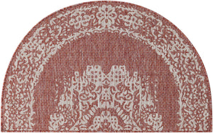 Rust Red 2' 7 x 4' 1 Outdoor Traditional Hearth Half-Round Semicircle Area Rug Weather Resistant for Patio, Deck, Terrace, Balcony, Porch Classical Design Outside Carpet for Sale at Rug Engine