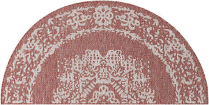 Rust Red 3' 1 x 6' 1 Outdoor Traditional Hearth Half-Round Semicircle Area Rug Weather Resistant for Patio, Deck, Terrace, Balcony, Porch Classical Design Outside Carpet for Sale at Rug Engine