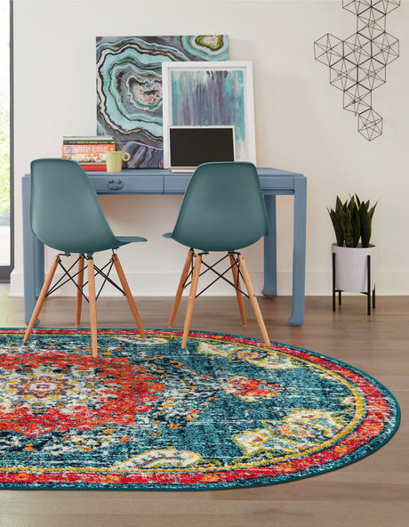Blue 3' 1 x 5' 3 Penrose Oval Area Rug Classic Durable Stain Resistant Easy Clean Carpet for Traditional Indoor Home Decor for Sale at Rug Engine