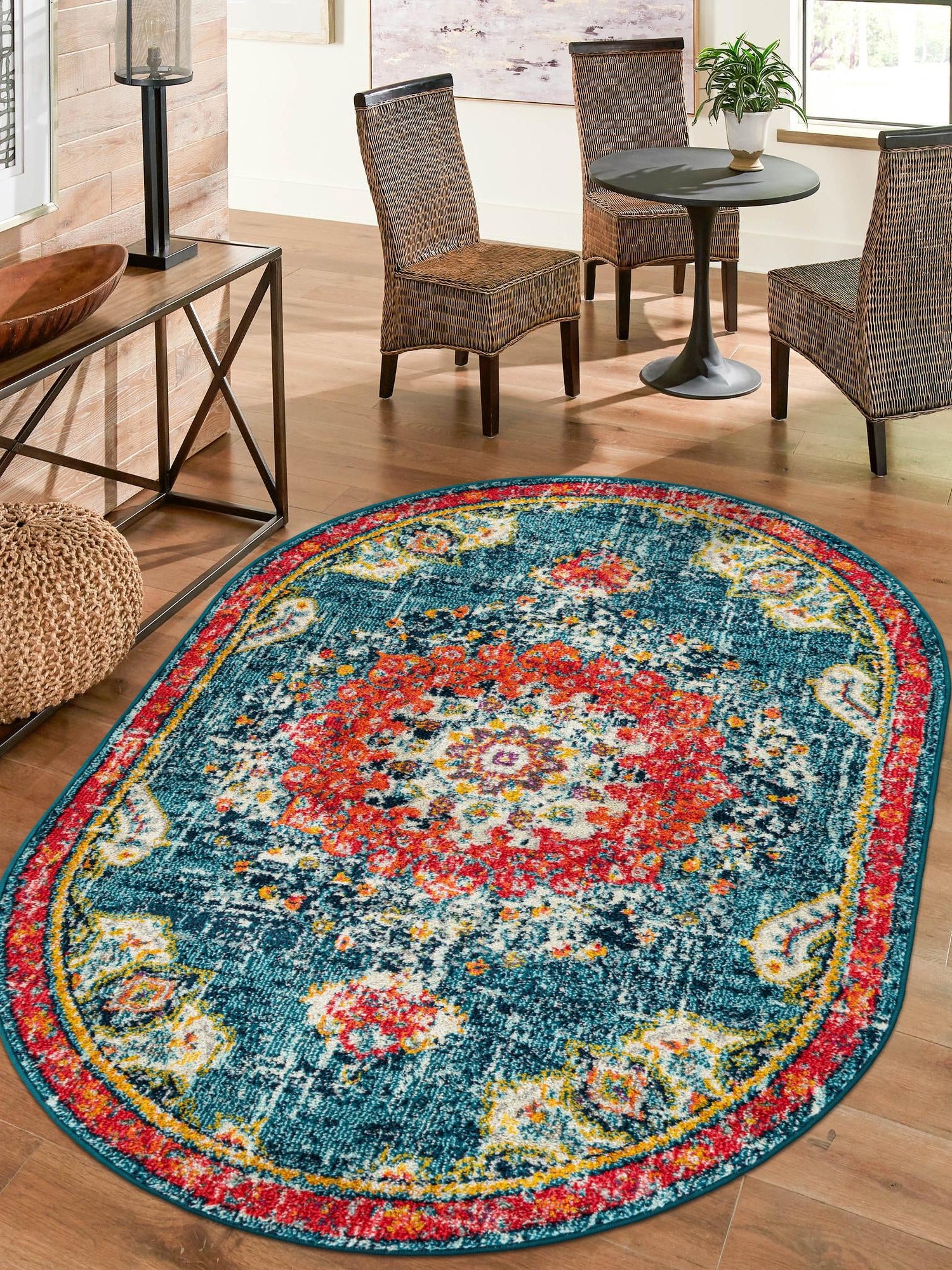 Blue 4' 1 x 6' 1 Penrose Oval Area Rug