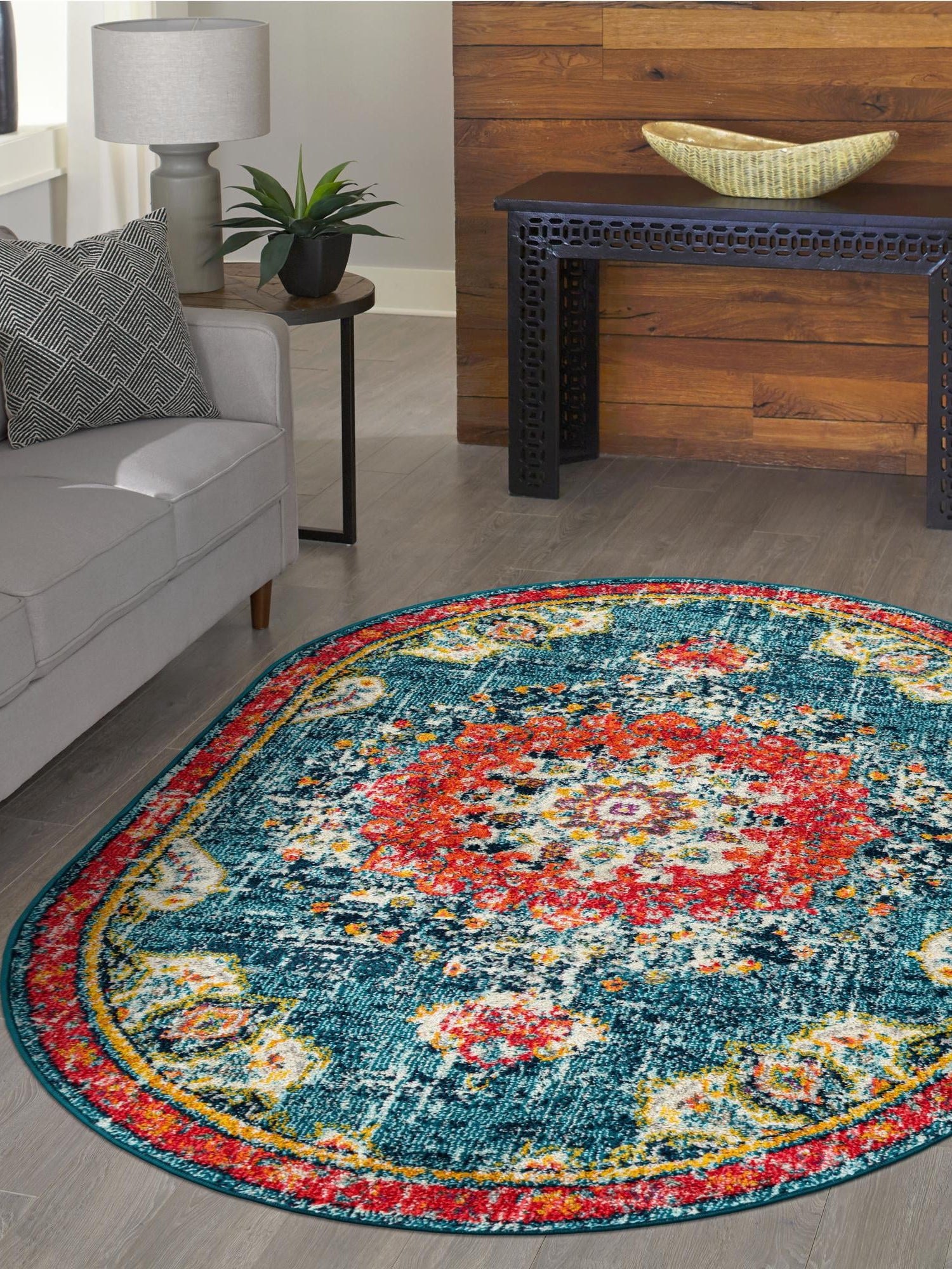 Blue 3' 1 x 5' 3 Penrose Oval Area Rug