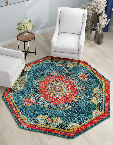 Blue 7' 10 x 7' 10 Penrose Octagon Area Rug