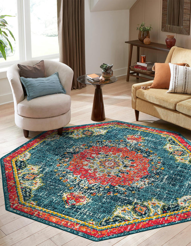 Blue 7' 10 x 7' 10 Penrose Octagon Area Rug