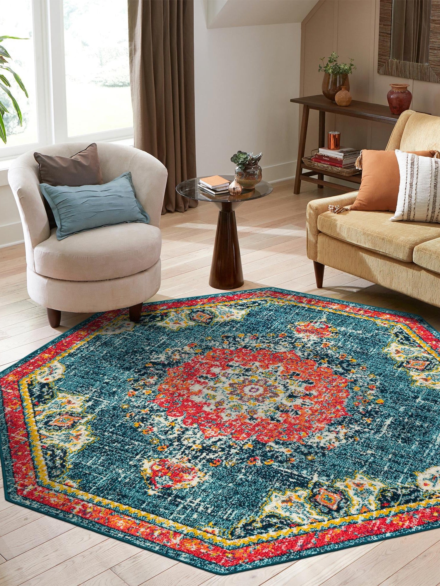 Blue 6' 1 x 6' 1 Penrose Octagon Area Rug