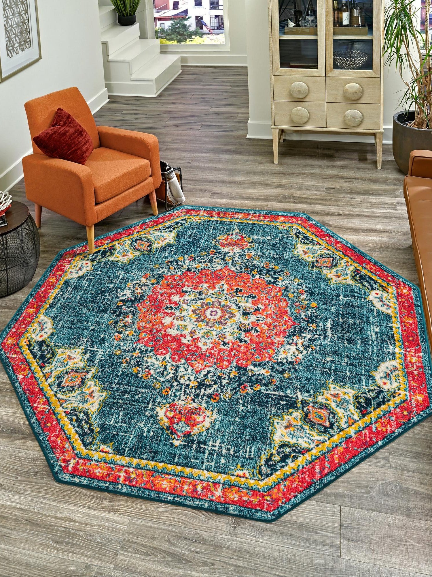 Blue 6' 1 x 6' 1 Penrose Octagon Area Rug