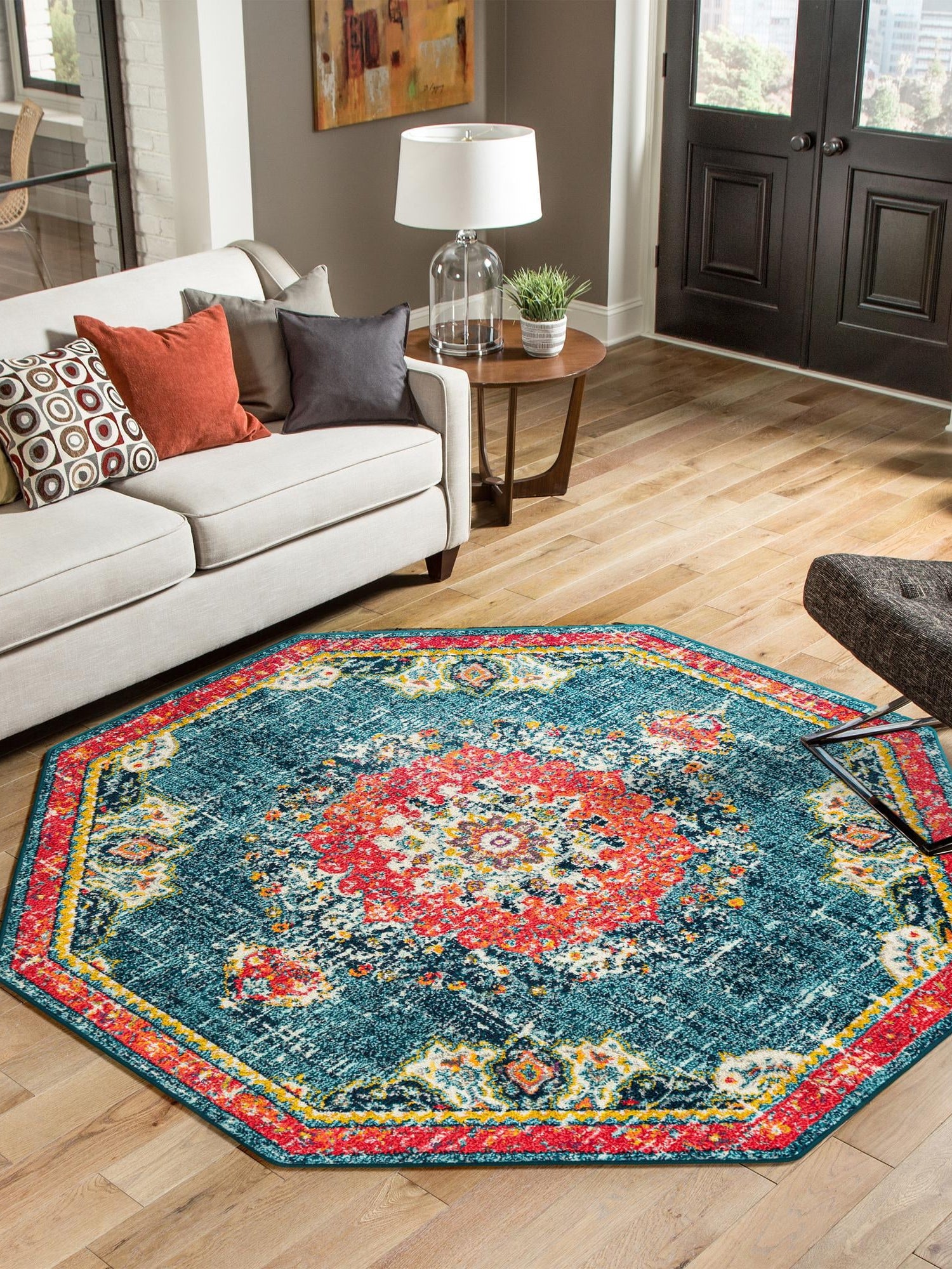 Blue 6' 1 x 6' 1 Penrose Octagon Area Rug