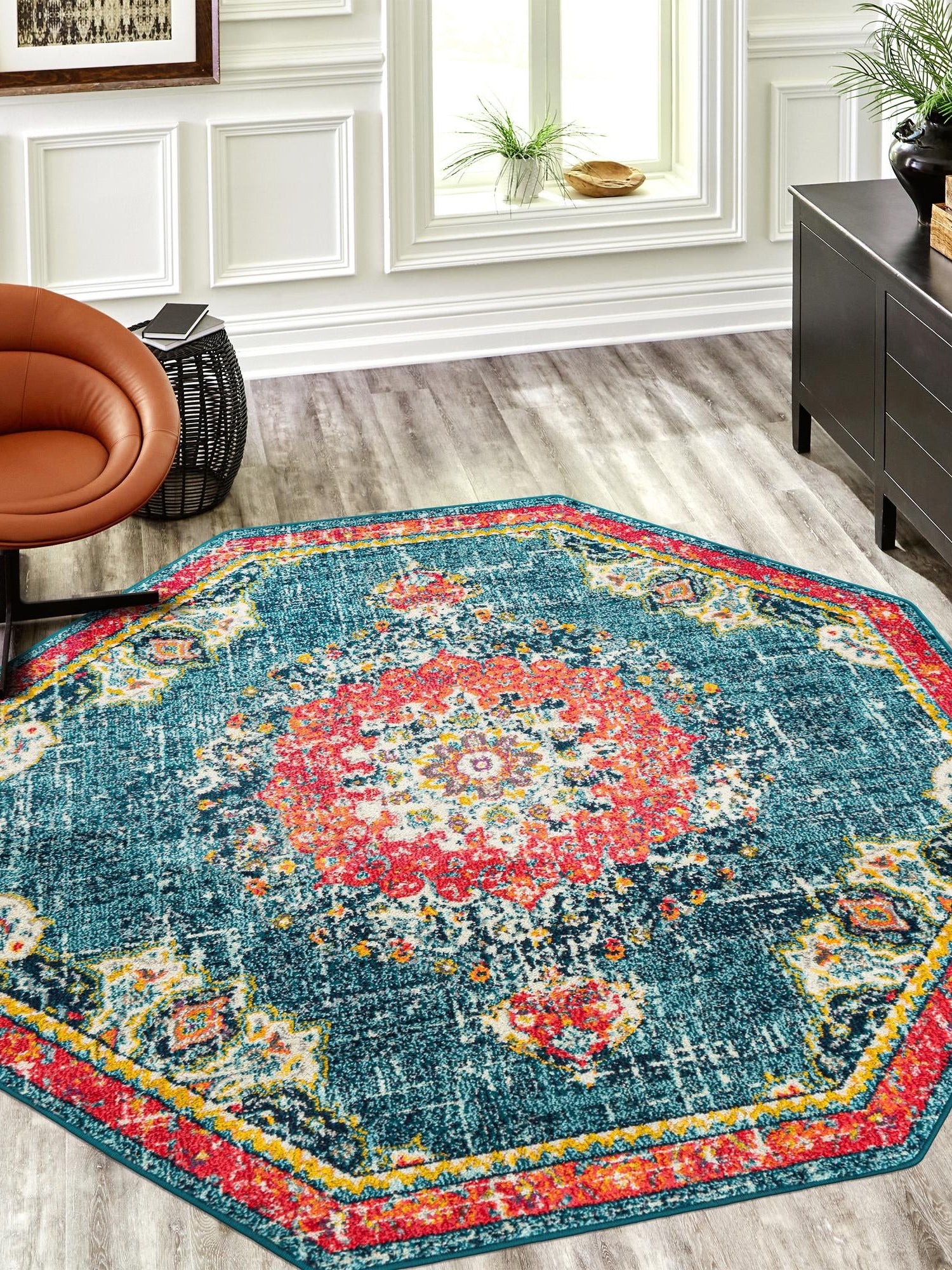 Blue 6' 1 x 6' 1 Penrose Octagon Area Rug