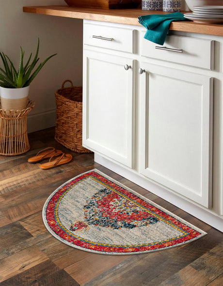 Ivory 2' 7 x 4' 1 Penrose Hearth Half-Round Semicircle Area Rug Classic Durable Stain Resistant Easy Clean Carpet for Traditional Indoor Home Decor for Sale at Rug Engine