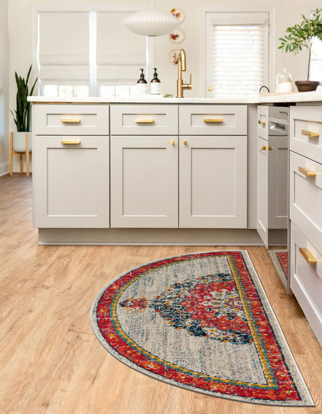 Ivory 3' 1 x 6' 1 Penrose Hearth Half-Round Semicircle Area Rug Classic Durable Stain Resistant Easy Clean Carpet for Traditional Indoor Home Decor for Sale at Rug Engine