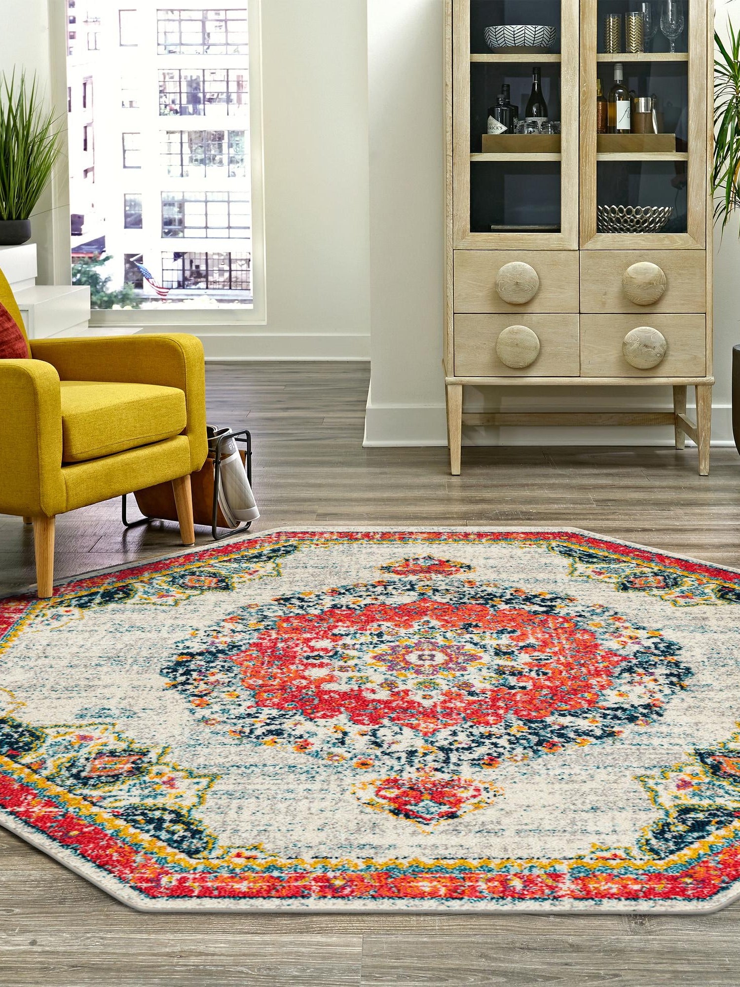 Ivory 7' 10 x 7' 10 Penrose Octagon Area Rug