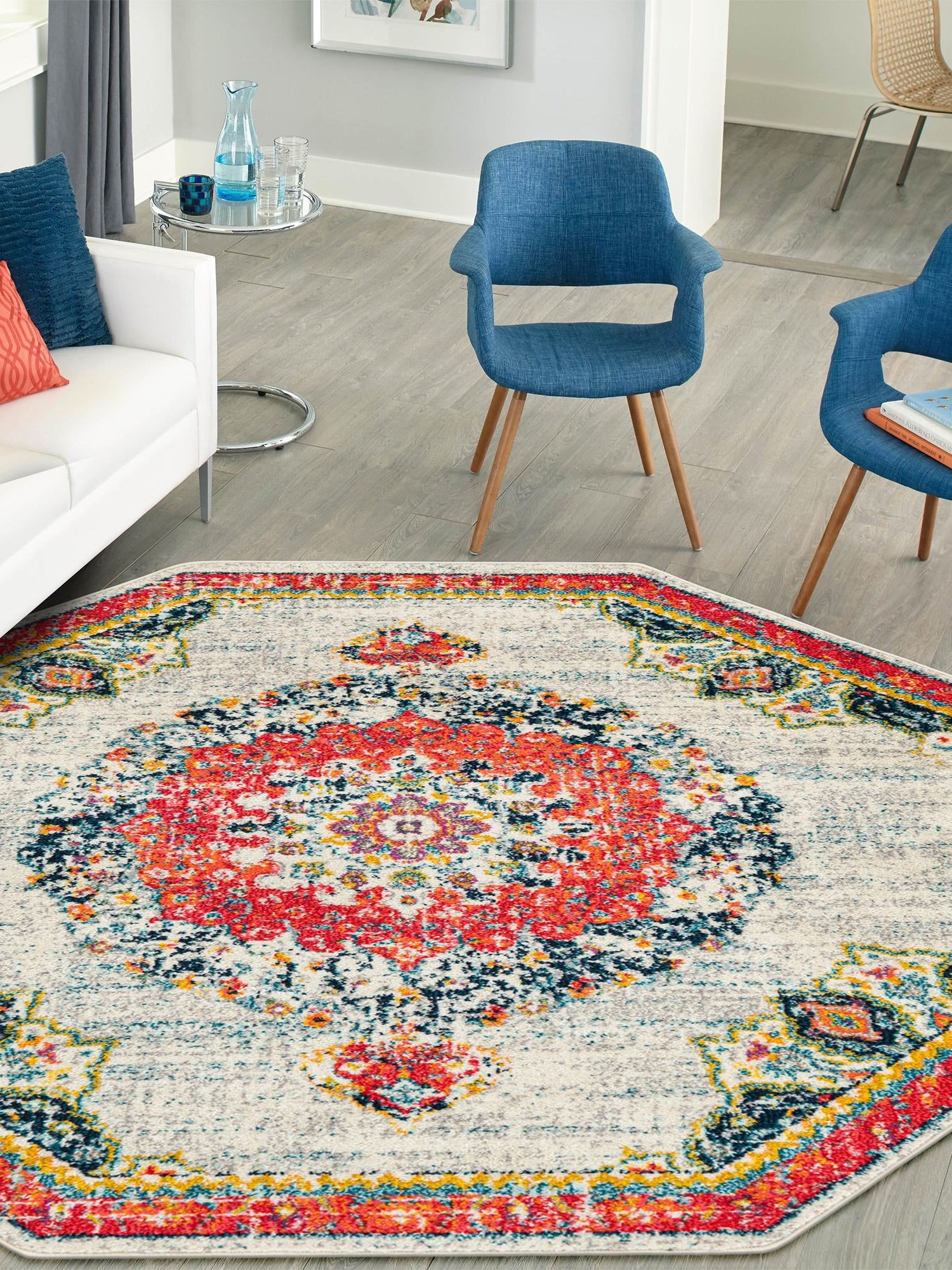 Ivory 7' 10 x 7' 10 Penrose Octagon Area Rug