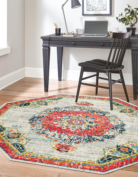 Ivory 6' 1 x 6' 1 Penrose Octagon Area Rug Classic Durable Stain Resistant Easy Clean Carpet for Traditional Indoor Home Decor for Sale at Rug Engine