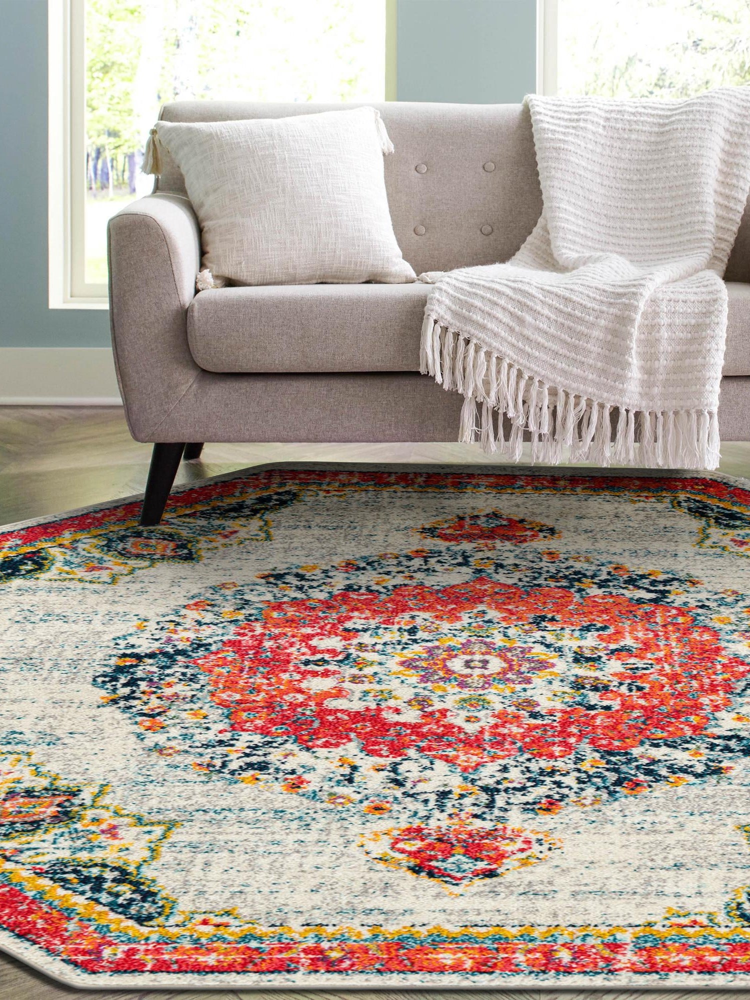 Ivory 7' 10 x 7' 10 Penrose Octagon Area Rug