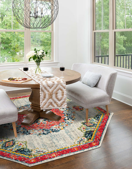 Ivory 7' 10 x 7' 10 Penrose Octagon Area Rug Classic Durable Stain Resistant Easy Clean Carpet for Traditional Indoor Home Decor for Sale at Rug Engine