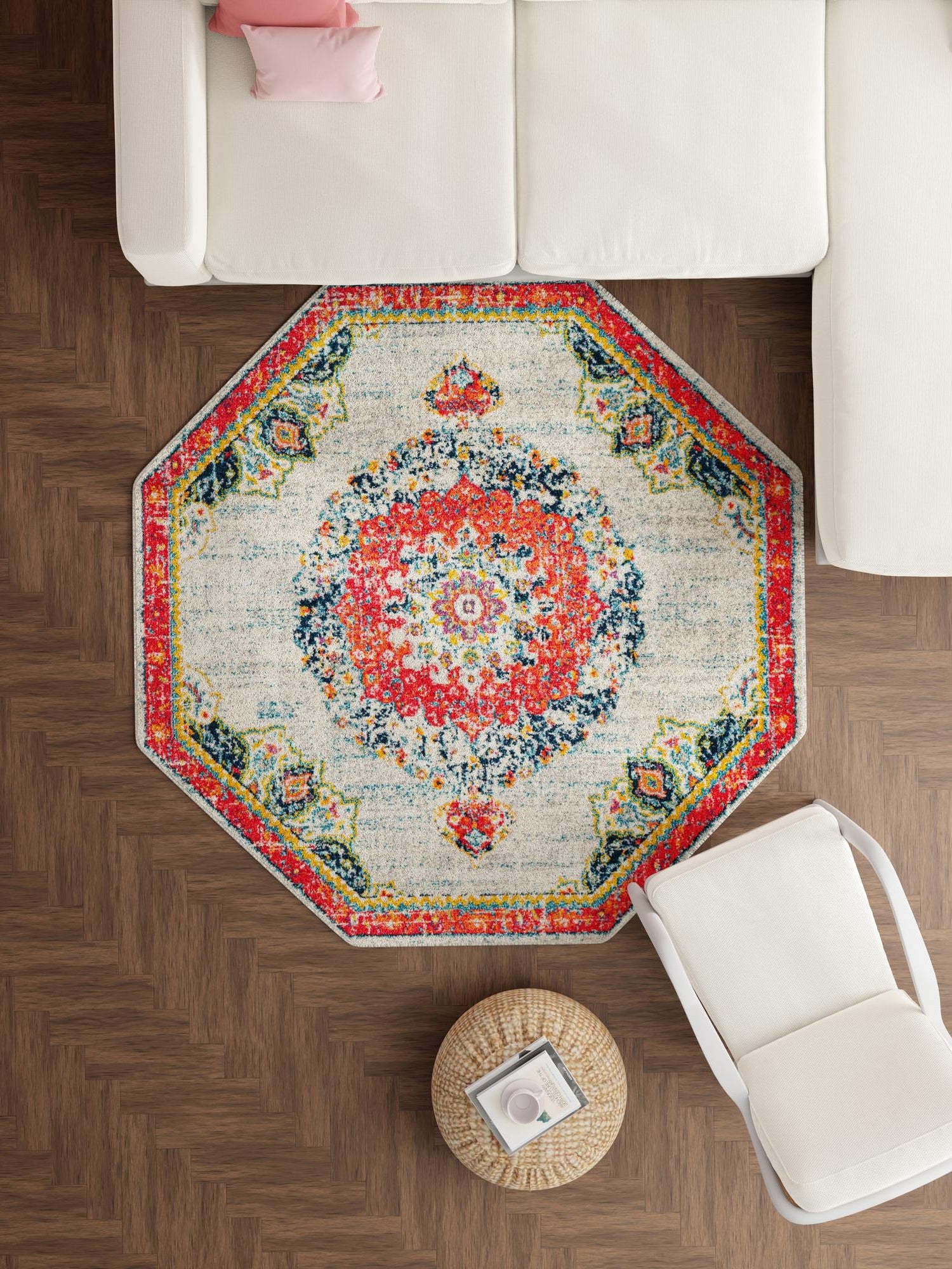 Ivory 7' 10 x 7' 10 Penrose Octagon Area Rug