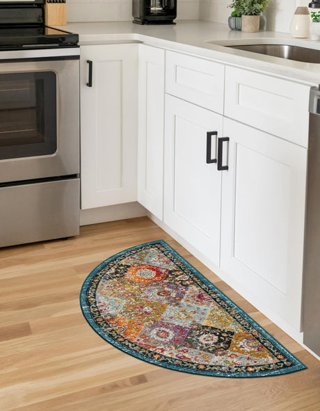 Multicolor 2' 2 x 3' 7 Penrose Hearth Half-Round Semicircle Area Rug Classic Durable Stain Resistant Easy Clean Carpet for Traditional Indoor Home Decor for Sale at Rug Engine