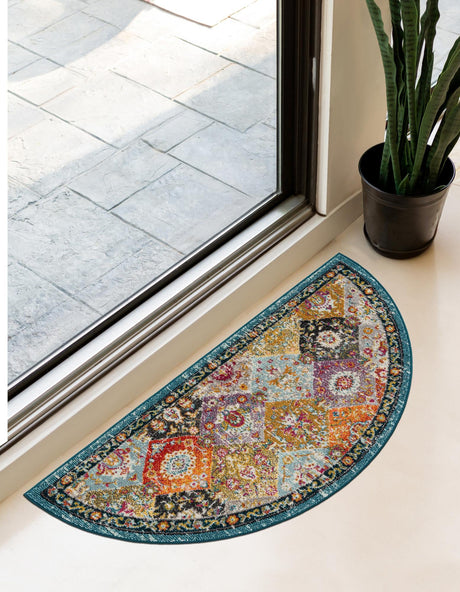 Multicolor 2' 7 x 4' 1 Penrose Hearth Half-Round Semicircle Area Rug Classic Durable Stain Resistant Easy Clean Carpet for Traditional Indoor Home Decor for Sale at Rug Engine