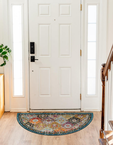 Multicolor 2' 2 x 3' 7 Penrose Hearth Half-Round Semicircle Area Rug Classic Durable Stain Resistant Easy Clean Carpet for Traditional Indoor Home Decor for Sale at Rug Engine