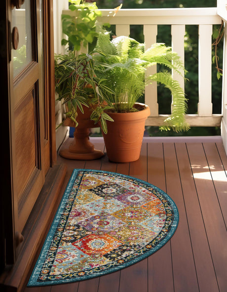 Multicolor 2' 7 x 4' 1 Penrose Hearth Half-Round Semicircle Area Rug Classic Durable Stain Resistant Easy Clean Carpet for Traditional Indoor Home Decor for Sale at Rug Engine