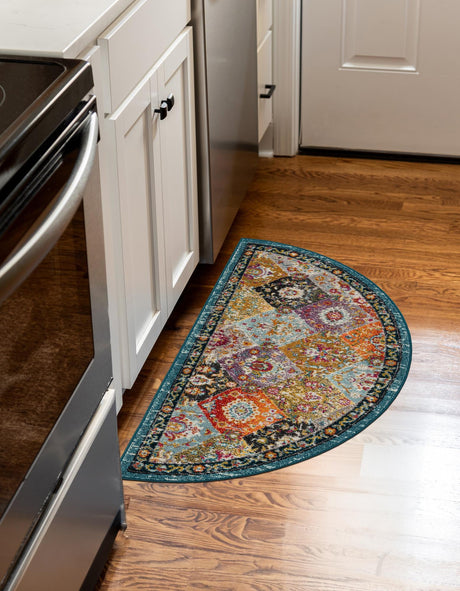 Multicolor 2' 2 x 3' 7 Penrose Hearth Half-Round Semicircle Area Rug Classic Durable Stain Resistant Easy Clean Carpet for Traditional Indoor Home Decor for Sale at Rug Engine