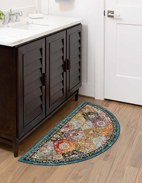 Multicolor 2' 7 x 4' 1 Penrose Hearth Half-Round Semicircle Area Rug Classic Durable Stain Resistant Easy Clean Carpet for Traditional Indoor Home Decor for Sale at Rug Engine