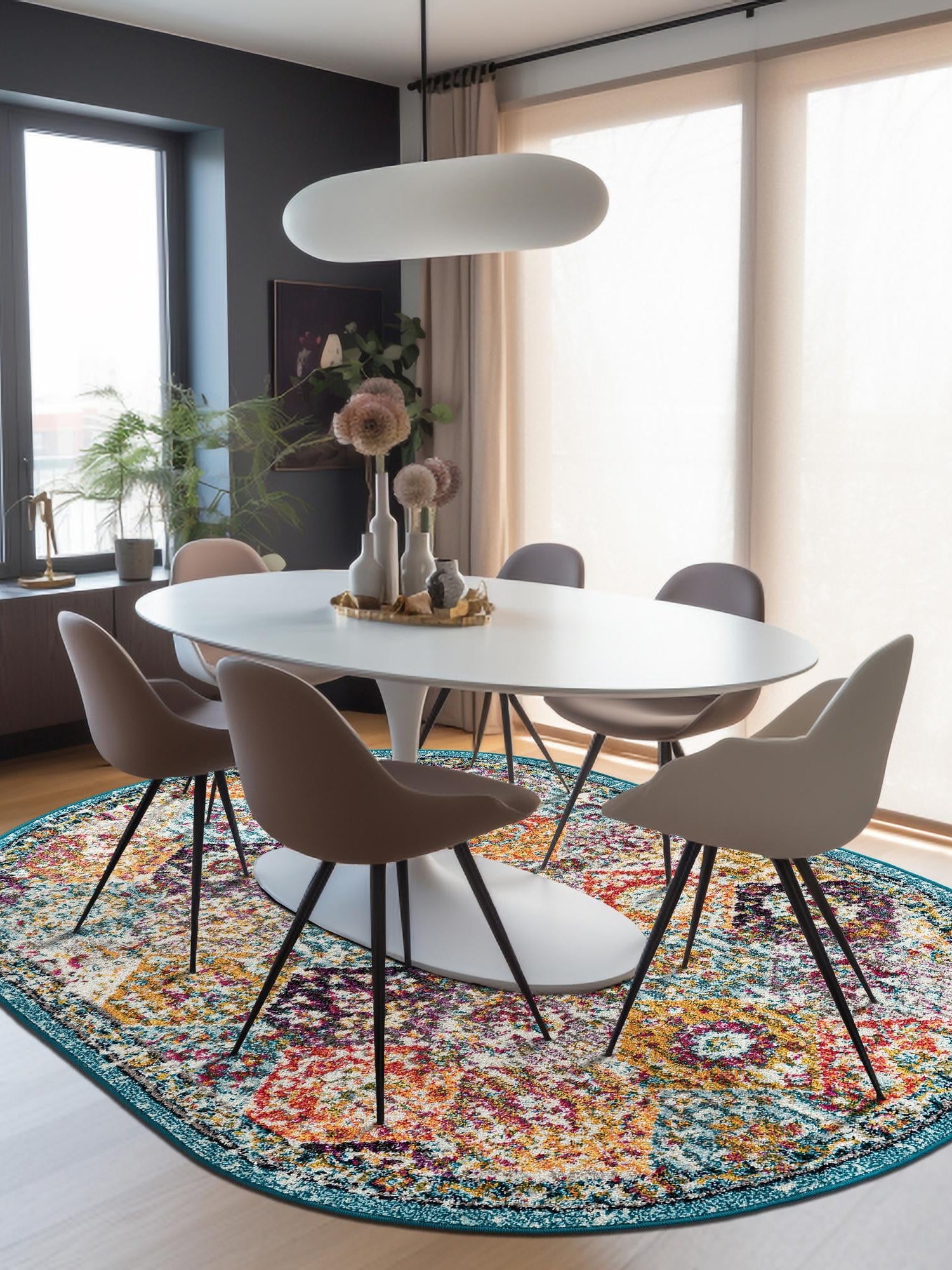 Multicolor 3' 1 x 5' 3 Penrose Oval Area Rug