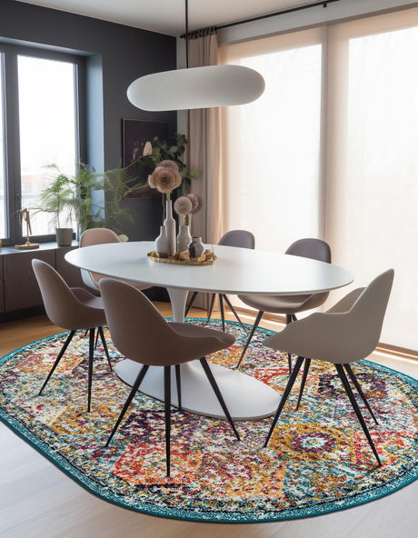 Multicolor 4' 1 x 6' 1 Penrose Oval Area Rug Classic Durable Stain Resistant Easy Clean Carpet for Traditional Indoor Home Decor for Sale at Rug Engine