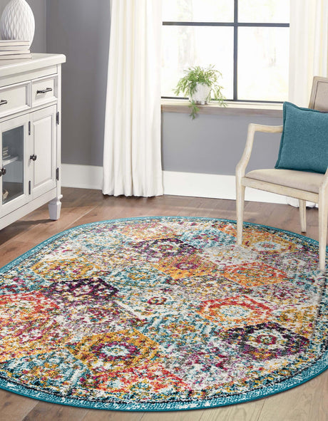 Multicolor 4' 1 x 6' 1 Penrose Oval Area Rug Classic Durable Stain Resistant Easy Clean Carpet for Traditional Indoor Home Decor for Sale at Rug Engine