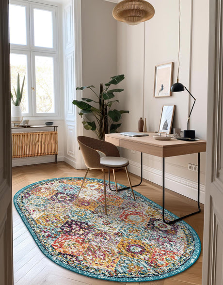 Multicolor 7' 10 x 10' Penrose Oval Area Rug Classic Durable Stain Resistant Easy Clean Carpet for Traditional Indoor Home Decor for Sale at Rug Engine