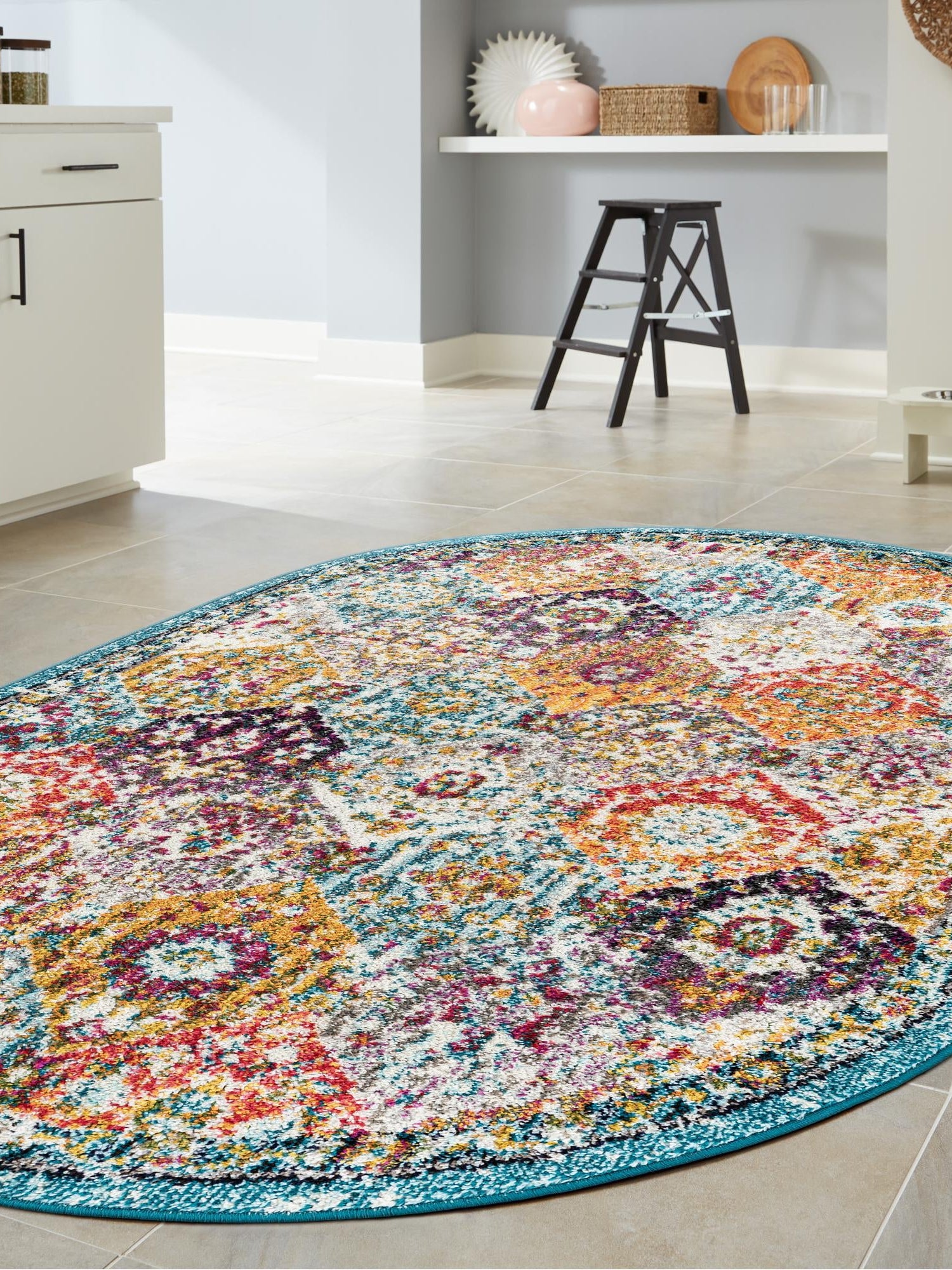 Multicolor 4' 1 x 6' 1 Penrose Oval Area Rug