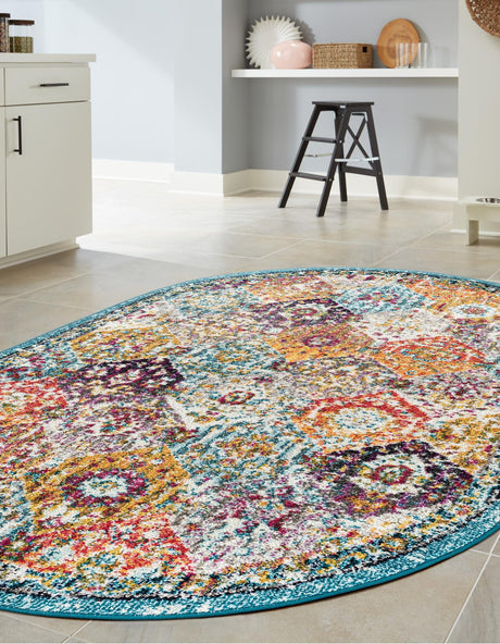 Multicolor 4' 1 x 6' 1 Penrose Oval Area Rug Classic Durable Stain Resistant Easy Clean Carpet for Traditional Indoor Home Decor for Sale at Rug Engine